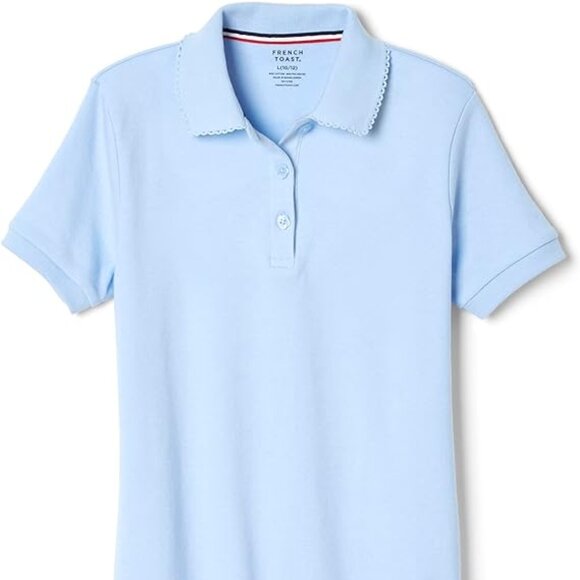 French Toast SA9423 Girls Picot Polo Light Blue - Picture 1 of 2